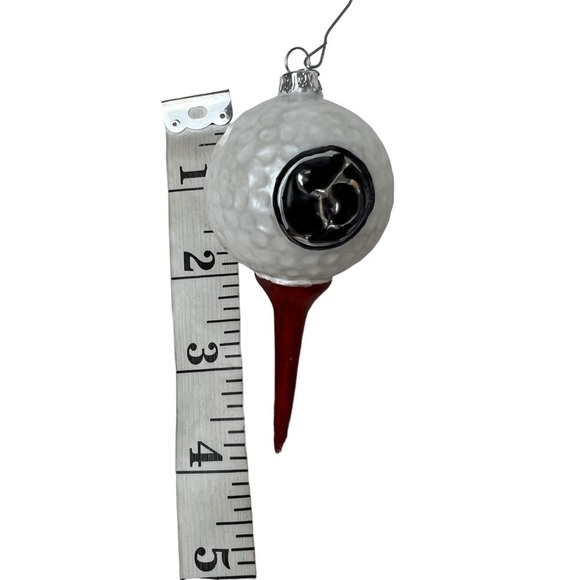 Department 56 White Golf Ball & Red Tee Ornament Glass Charm Or Pendant Hangs - Picture 4 of 6